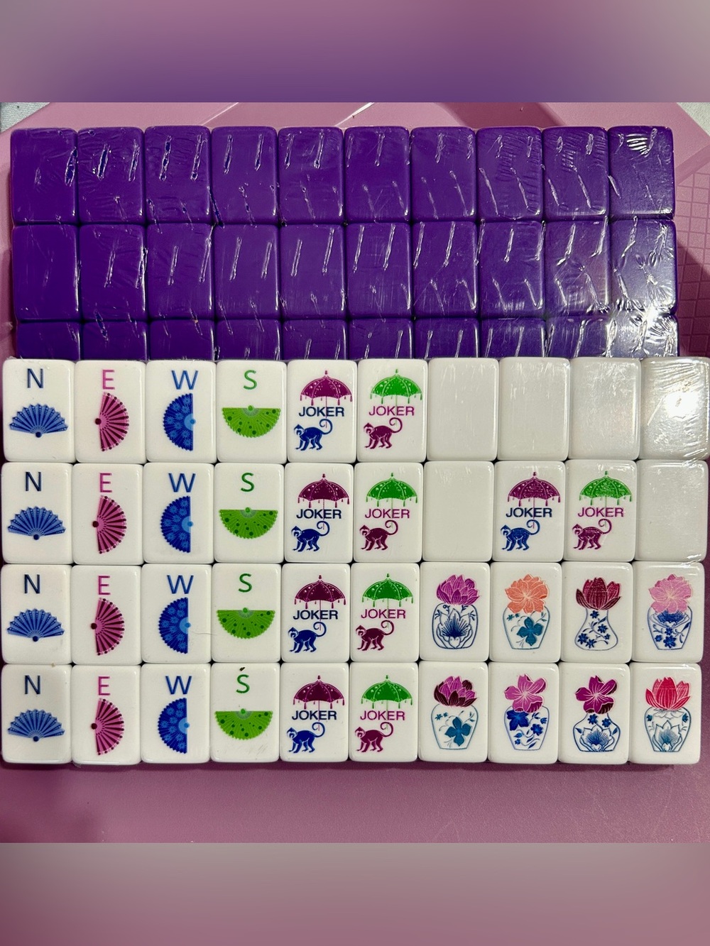 Mahjong Tiles 4 Layer Acrylic Purple Monkey